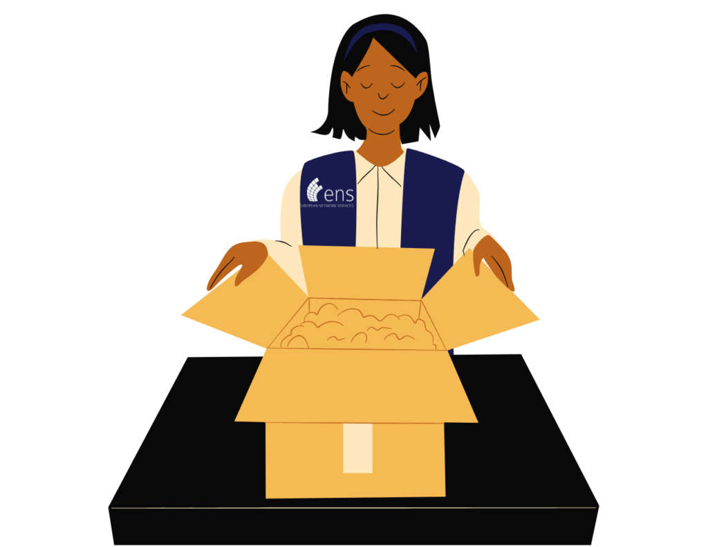 ENS worker packing a product - Step-by-step repair and shipping guide